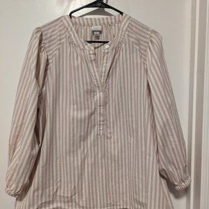 A New Day Pink White Striped Blouse Size L